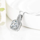 Dainty Classic Solitaire American Diamond Crystal Pendant Chain