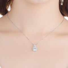 Dainty Classic Solitaire American Diamond Crystal Pendant Chain