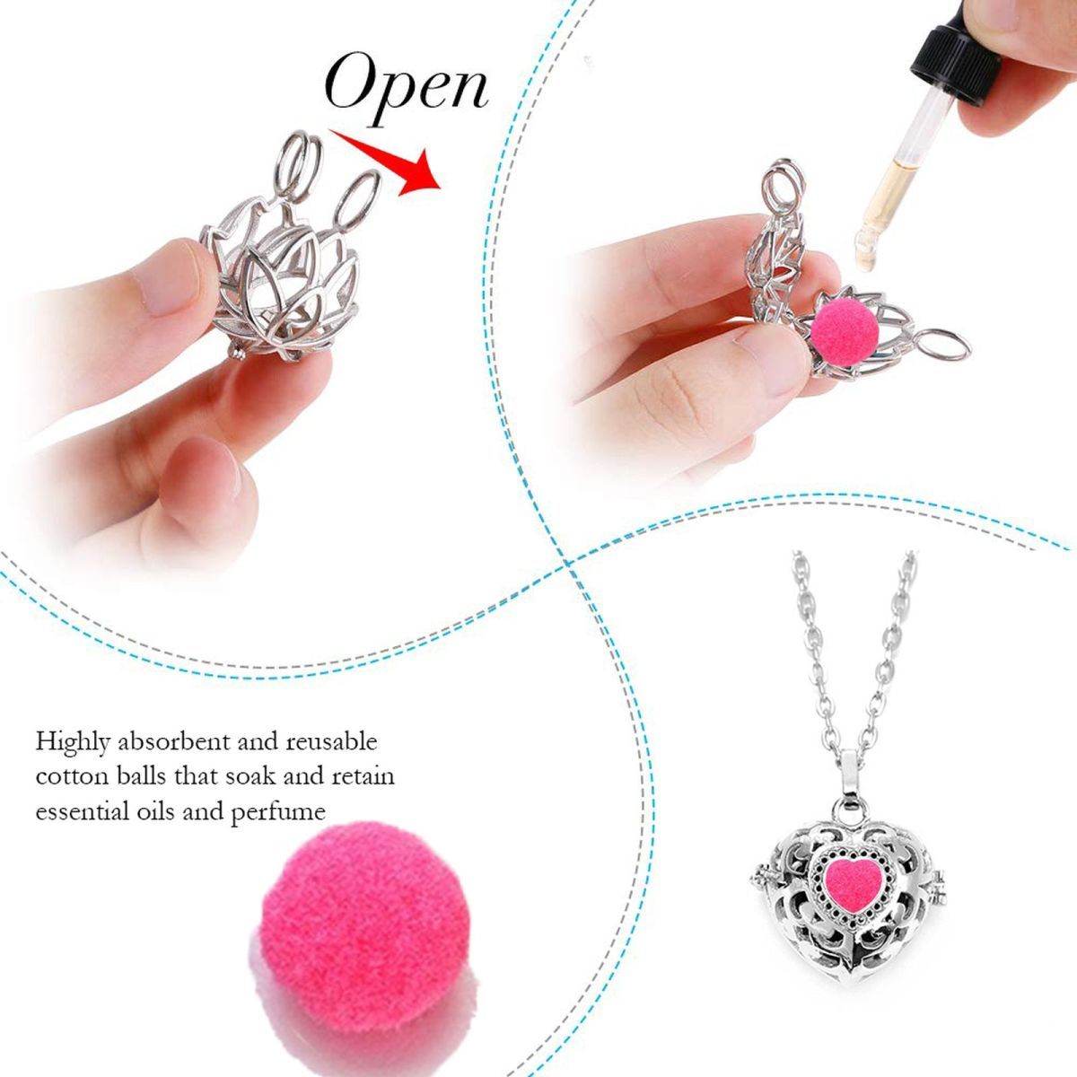 Heart Love Aromatherapy Perfume Diffuser Openable Pendant Chain