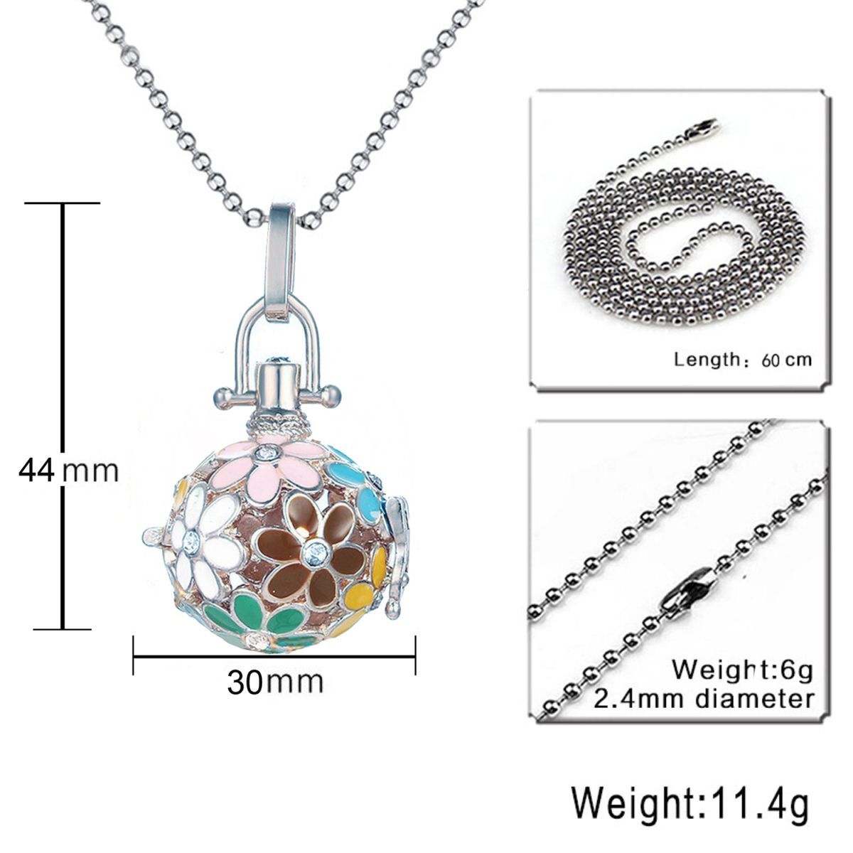 Colorful Aromatherapy Oil Perfume Diffuser Hollow Cage Pendant Chain