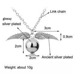 Harry Potter Hogwarts Wings Burglar Angel Snitch Stainless Steel Pendant Chain