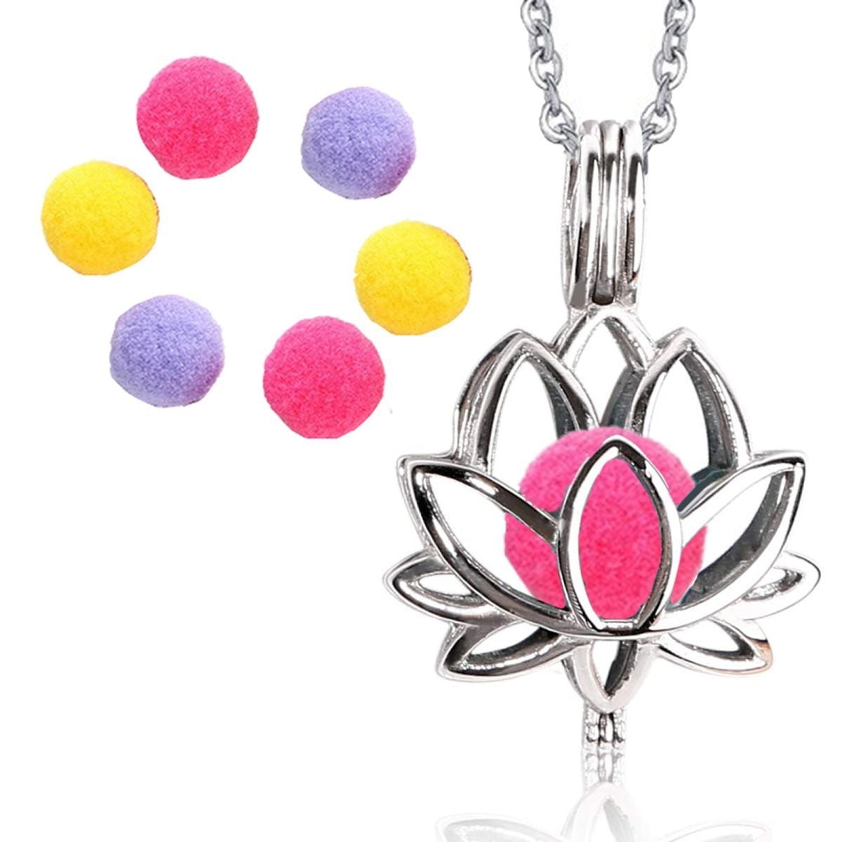 Lotus Flower Aromatherapy Oil Perfume Diffuser Openable Pendant Chain