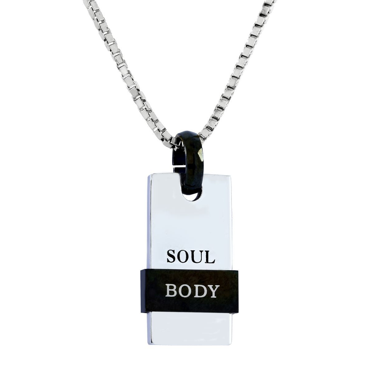 Body Soul Silver Black 316L Surgical Stainless Steel Pendant Chain