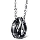 Couple Lovers Stainless Steel American Diamond Rings Pendant Chain