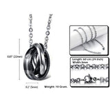 Couple Lovers Stainless Steel American Diamond Rings Pendant Chain