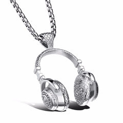 Music Dj Headphone Headset Earphone Stainless Steel Pendant Chain