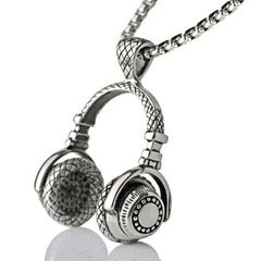 Music Dj Headphone Headset Earphone Stainless Steel Pendant Chain