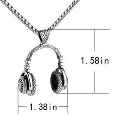 Music Dj Headphone Headset Earphone Stainless Steel Pendant Chain