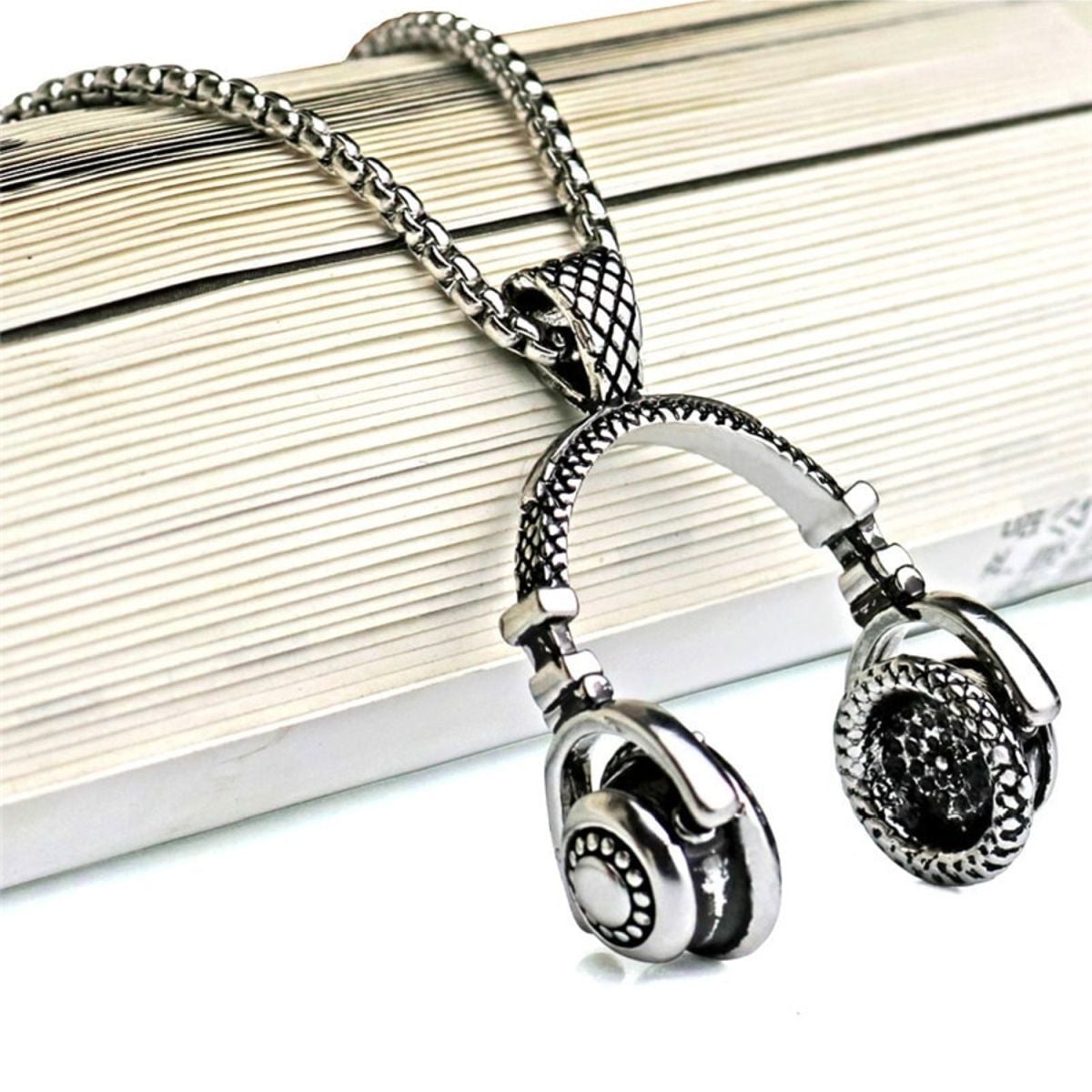 Music Dj Headphone Headset Earphone Stainless Steel Pendant Chain