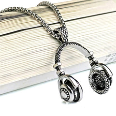 Music Dj Headphone Headset Earphone Stainless Steel Pendant Chain
