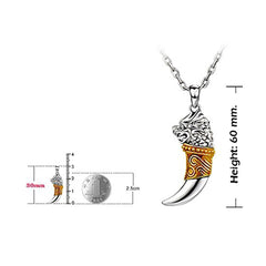 Dragon Wolf Lion Tooth Silver 18K Gold Stainless Steel Pendant Chain