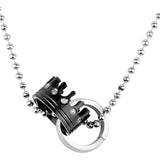 Couple Lovers Valentine Black Stainless Steel His Crown Pendant Chain Unisex