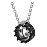 Couple Lovers Valentine Black Stainless Steel His Crown Pendant Chain