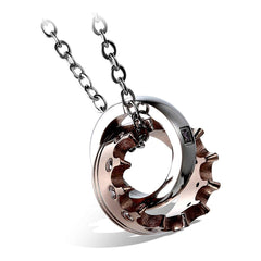Couple Lovers Valentine Stainless Steel His Her Crown Pendant Chain