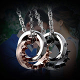 Couple Lovers Valentine Stainless Steel His Her Crown Pendant Chain