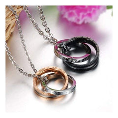 Couple Lovers Valentine Stainless Steel Rings Combo Pendant Chain