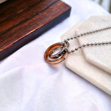 Dual Ring Silver 18K Rose Gold Silver Cubic Zirconia Anti Tarnish Stainless Steel Pendant Chain For Women