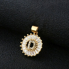 Gold Baguette Initial Alphabet Letter E Pendant