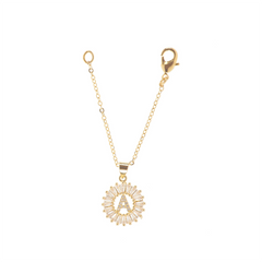 Copper Cubic Zirconia Crystal Initial alphabet Letter Watch charm For Women Gold