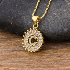 Gold Baguette Initial Alphabet Letter Pendant Chain