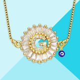 Evil Eye Cz Gold Initial Alphabet Letter B Necklace Pendant Chain