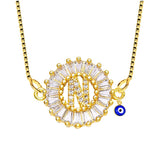 Evil Eye Cz Gold Initial Alphabet Letter B Necklace Pendant Chain