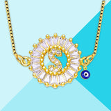 Evil Eye Cz Gold Initial Alphabet Letter B Necklace Pendant Chain