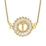 Cz Gold Initial Alphabet Letter B Necklace Pendant Chain