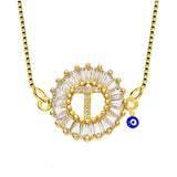 Evil Eye Cz Gold Initial Alphabet Letter B Necklace Pendant Chain