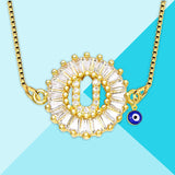 Evil Eye Cz Gold Initial Alphabet Letter B Necklace Pendant Chain