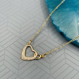 Copper With American Diamonds Crystals Gold Gold Heart Pendant For Women Girls