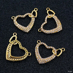 Dual Heart Cubic Zirconia 18K Gold Centre Pcs For Women