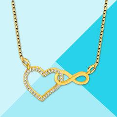 Infinity Heart 18K Gold Cubic Zirconia Pendant Chain Necklace Women