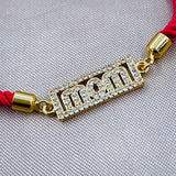 Mom Copper Gold Red Cubic Zirconia Thread Slider Bracelet For Women