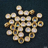 Round Brilliant Cut Bezel Dainty Solitaire Cubic Zirconia 18K Gold Pendant Necklace For Women
