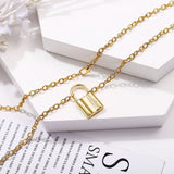 Padlock Lock Charm 18K Gold Plated Necklace Pendant Chain For Women Girls