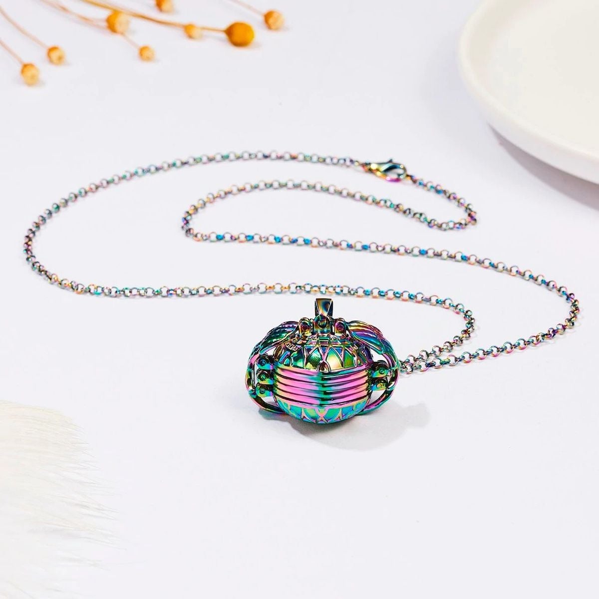 Multi Color Photo Necklace Pendant Chain
