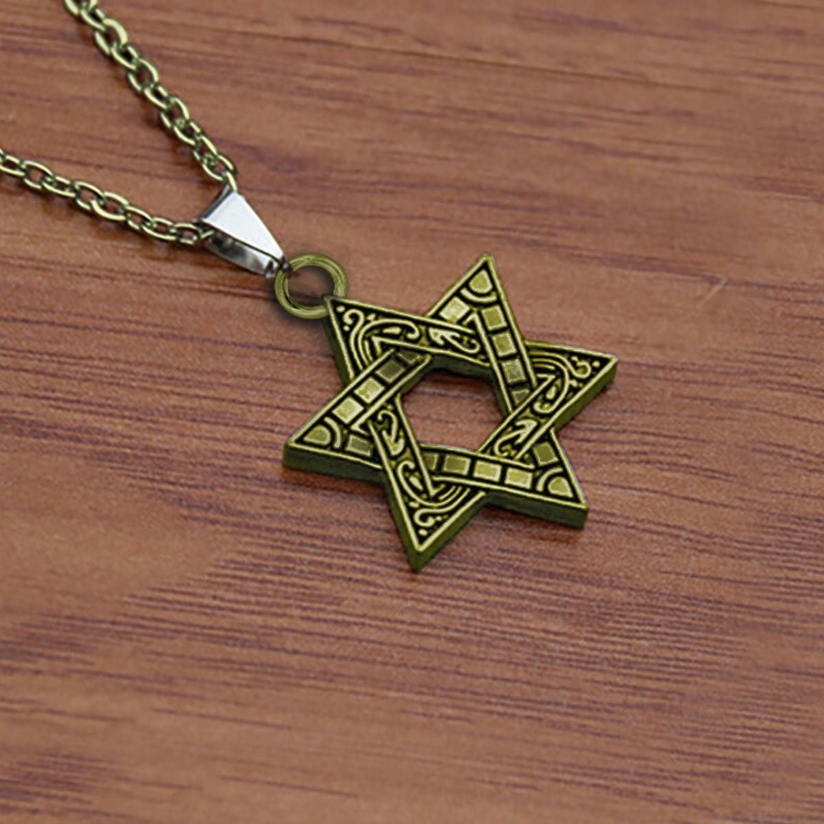Star Of David Copper Necklace Pendant Chain