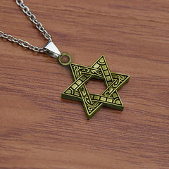 Star Of David Copper Necklace Pendant Chain