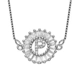 Cz Silver Initial Alphabet Letter B Necklace Pendant Chain