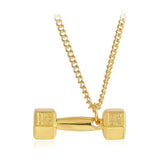 Dumbbell Gold Necklace Pendant Chain