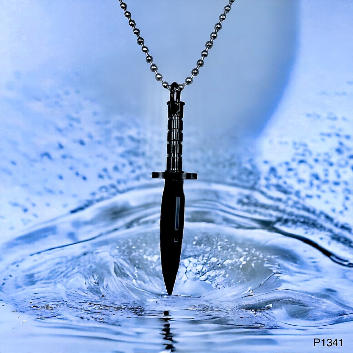 Knife Dagger 316L Surgical Stainless Steel Black Pendant Chain for Men