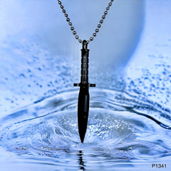 Knife Dagger 316L Surgical Stainless Steel Black Pendant Chain for Men