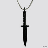 Knife Dagger 316L Surgical Stainless Steel Black Pendant Chain for Men