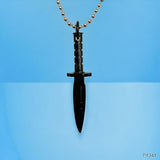Knife Dagger 316L Surgical Stainless Steel Black Pendant Chain for Men