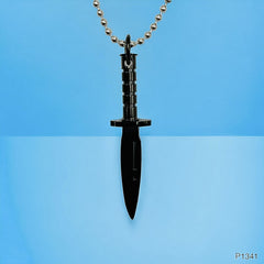 Knife Dagger 316L Surgical Stainless Steel Black Pendant Chain for Men