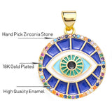 Turkish Evil Eye Blue Medallion Necklace Pendant Chain