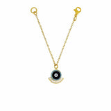 Evil Eye Black Gold Cubic Zirconia Enamel Slim Link Chain Watch Charm For Women