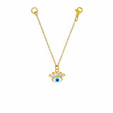 Cute Turkish Evil Eye Baguette Cubic Zirconia Gold White Slim Link Chain Watch Charm For Women