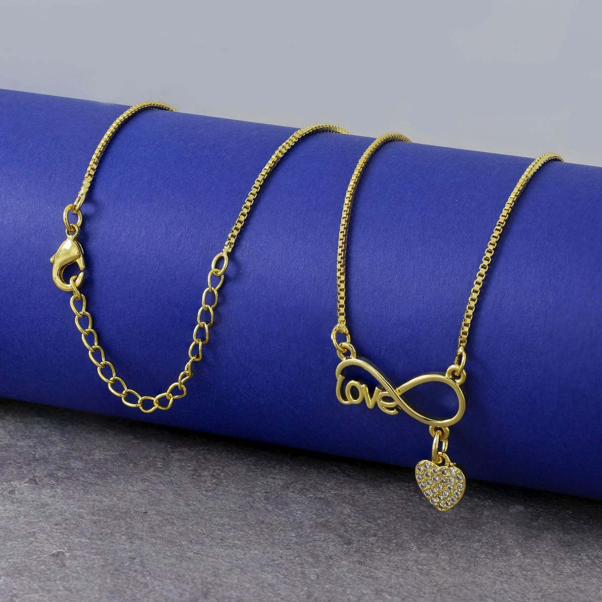 Infinity Heart Gold Necklace Pendant Chain